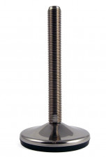 Stainless steel feet – heavy load – Stainless steel adjustable feet Ø 100, 10° tilting screw, vulcanized pad